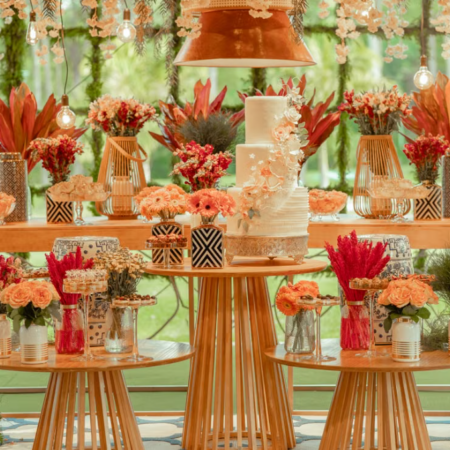 Warm-Orange "Light Luxury" Floral & Dessert Station Party Decor Set