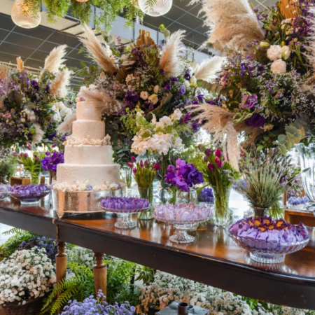 Large-Scale Dessert Station Template with Purple Pampas Grass (for Festive Events)